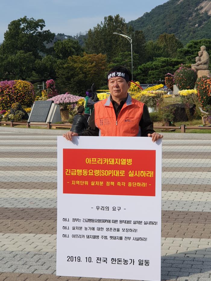 10/17 ASF 연천 전체 살처분 반대 1인시위